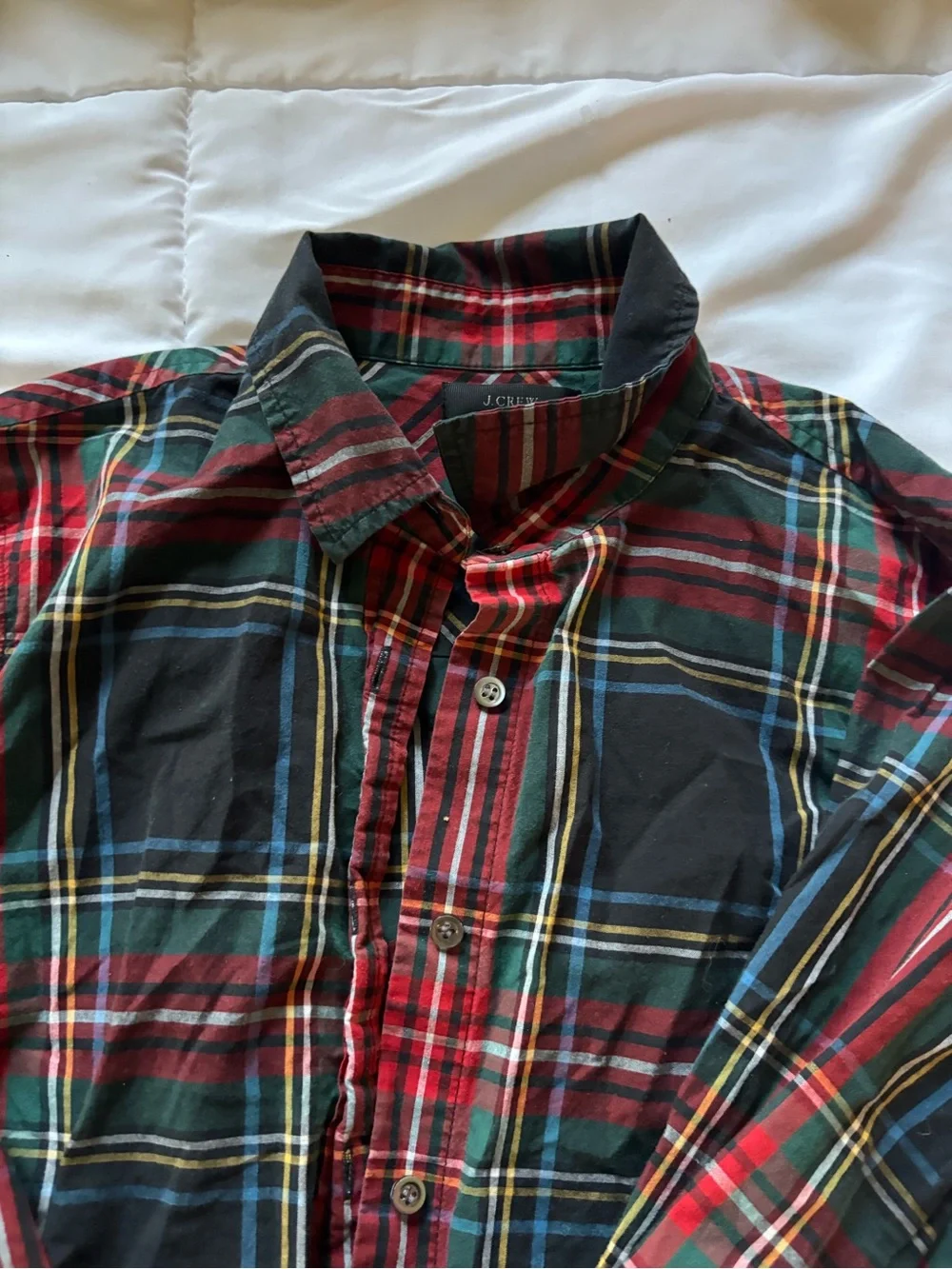 J. Crew Women's Plaid Button-Down Shirt in Red, Green and Blue